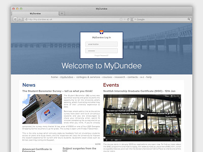 Uni Log In Page Redesign login mydundee redesign web