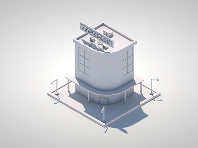 Low Poly Building 3d cinema 4d low poly white