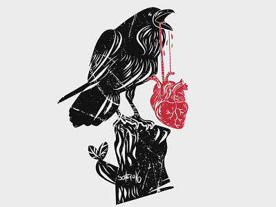 Stolen Heart black coração corvo crow darkart heart illustration raven stolen