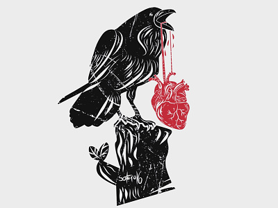 Stolen Heart black coração corvo crow darkart heart illustration raven stolen