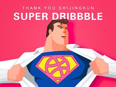 First Shot debut dribbble first shot flat illustration invite super man thanks