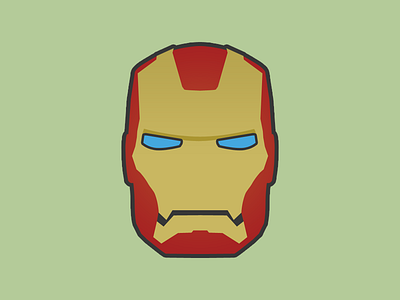 Iron man, simplified face flat iron man mask simple vector