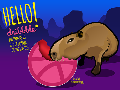 Capybara Dribbble Nibble capybara debut illustration