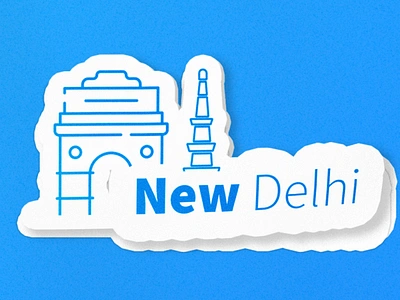 New Delhi Sticker blue blue and white delhi dribbble playoff gate india gate light line icon line icons minimal mockup new delhi playoff qutub minar sticker stickers