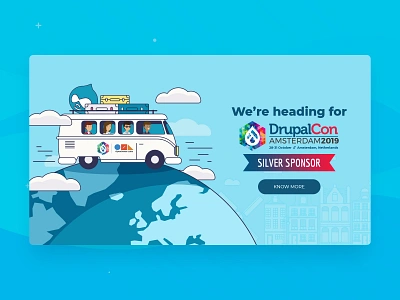 DrupalCon Amsterdam 2019 amsterdam blue design drupal drupalcon event illustration sponsor travel ui vector web