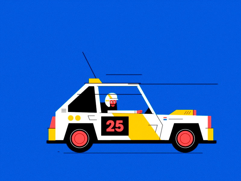 Dirty Rally 2 character animation colorfull happy car illustration 2d animation motion after effects
