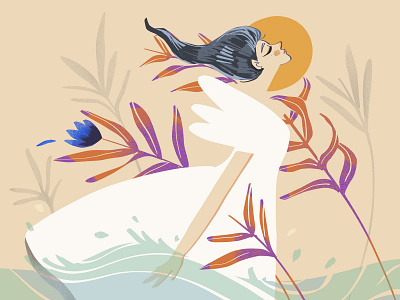 The breeze beauty design illustration nature procreate women