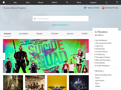 Apple Trailers Redesign POC apple redesign trailers ui unsolicited ux web design