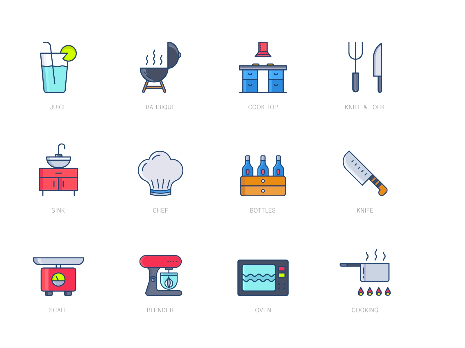 Kitchen icon set by Kavyashri Shastry on Dribbble