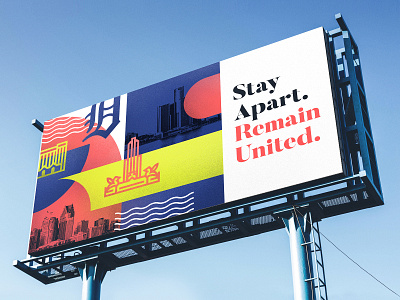 Stay Apart abstract billboard coronavirus covid19 detroit grain illustration ooh print serif shapes skyline traditional