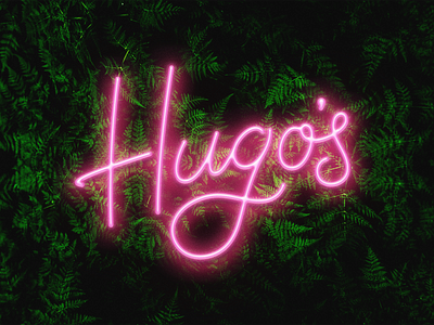 Hugo's Bar bar branding cursive design glow hugo hugos lettering livewall monoweight neon script sign signage tiki