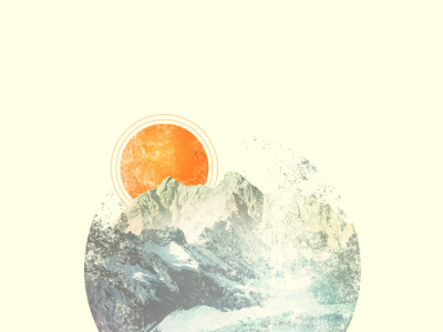 Mountain shapes abstract circle design grunge illustration mountain nature shape simple sun texture