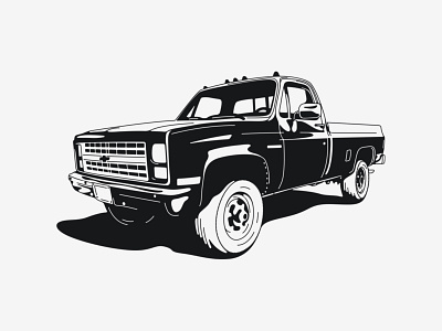 Chevy Truck america american blackandwhite detroit highlight illustration lineart pickup shadow truck vehicle