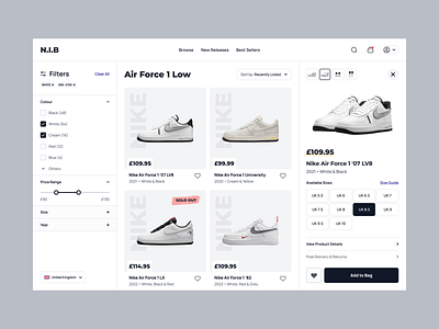 N.I.B Sneaker Store appdesign graphicdesign nike productcard productdesign sneaker sneakerstore uidesign uxdesign webdesign