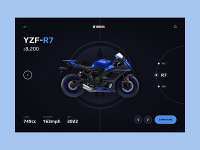 YZF-R7 appdesign graphicdesign landingpage motorbikeui motorbikewebsite productdesign productpage uidesign uxdesign webdesign