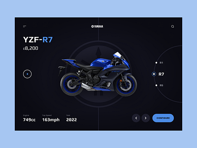 YZF-R7 appdesign graphicdesign landingpage motorbikeui motorbikewebsite productdesign productpage uidesign uxdesign webdesign