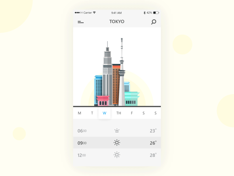 Weather App Animation dailyui flatdesign gif graphicdesign illustration uidesign uigif uxdesign webdesign