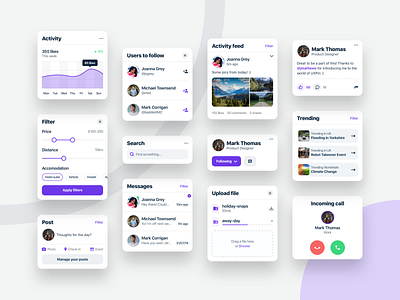 Social Components app appdesign components modulardesign productdesign socialcomponents socialmedia uidesign uxdesign webdesign
