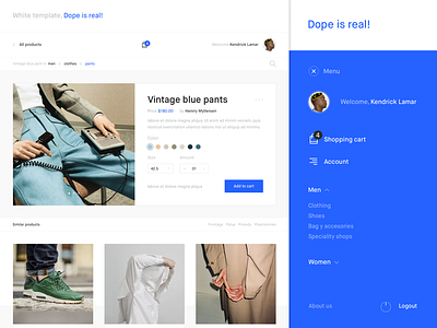White template, Dope is real - e commerce ecommerce template ui ux