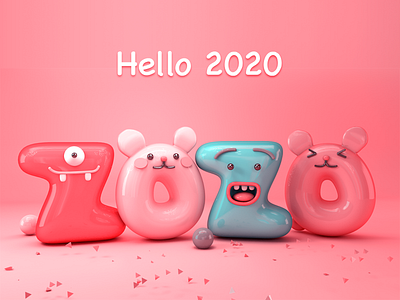 Hello 2020 2020 c4d monster new year