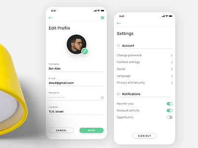 Trip Settings Dailyui 007 app challenge dailyui edit profile settings page sketch ui