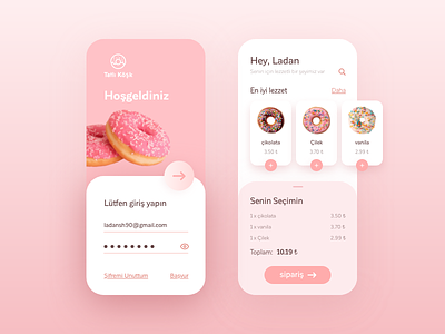 Donut ordering application UI app app design clean ui creative design dribbble mobile ui trend ui ux
