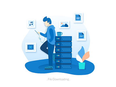 File Downloading downloading file illustration lean on server