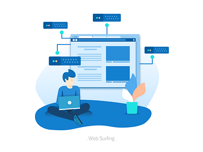 Web Surfing browser illustration laptop server web surfing website