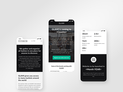 Coming Soon Page Mobile Preview — GLAMI branding coming soon page mobile ui design mobile website product branding responsive ui user experience ux website