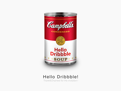Hello Dribbble campbell can icon skeuomorphism sop