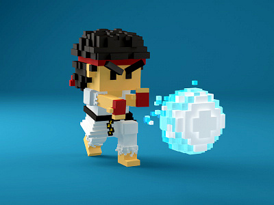 Ryu in 3D pixel