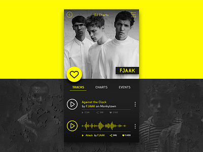 User Profile app black daily ui dj event mobile music playlist song ui user yellow