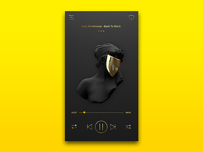 Music Player app black daily ui gold minimal mobile music play player ui ux