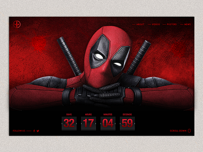 Countdown Timer clock countdown deadpool flip interface movie red time timer ui ux web