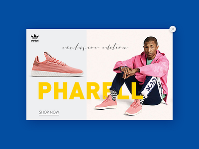 Pop Up / Overlay adidas brand exclusive interface overlay pharell pink popup product shop ui yellow