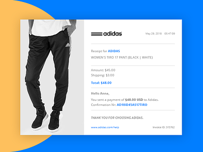 Email Receipt adidas email form picture receipt uidesign user ux uxdesign web