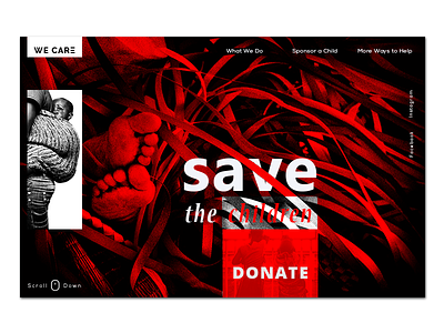 Donate black children design donate landing page red save ui ux web website