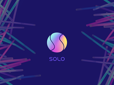 SOLO blue holographic letter logo mark monogram neon s symbol typography