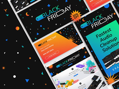 Black Friday & Cyber Week art for Accusonus accusonus app audio black friday cuber era gradient landing page marketing plugin sale star website week