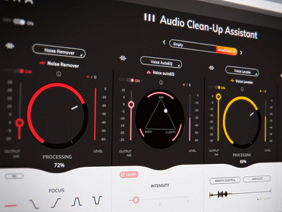 Audio CleanUp Assistant UI Design assistant audio button cleanup dailyui dribbblers graphicdesignui knob music plugin product slider sound ui uidesign user interface