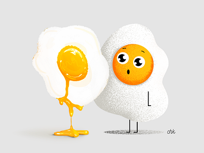 Egg character dissolve egg eyes orange white yellow yolk
