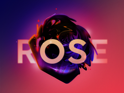 Rose abstract flower gradient rose shine typography