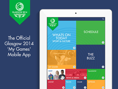 Commonwealth Games 2014 Mobile App - Main Menu app bold ios ipad mobile sport visual