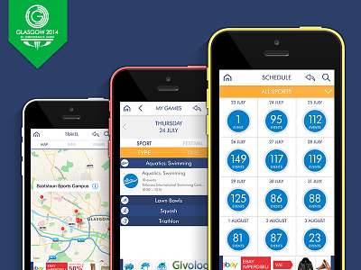 Commonwealth Games 2014 Mobile App - Final Designs apps design iphone mobile sport visual