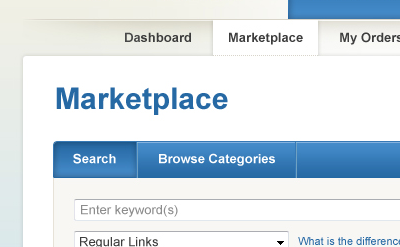 Marketplace dropshadow gradient navigation tabs