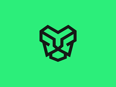 Green Lion green icon line lion logo mark monoline stroke unused