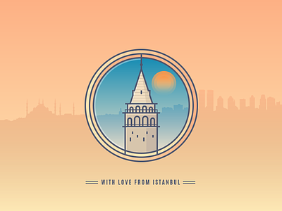 Galata Tower badge city galata galata tower icon istanbul landmark line logo silhouette tower turkey