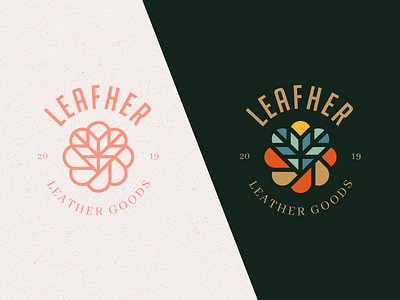Leafher Leather Goods Brand Concept abstract branding design emblem emblem design emblem logo emblems heart icon identity illustration leaf logo mark marks minimal simple symbol