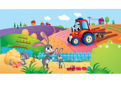 illustration tractor animals design graphic illustration tractor vector