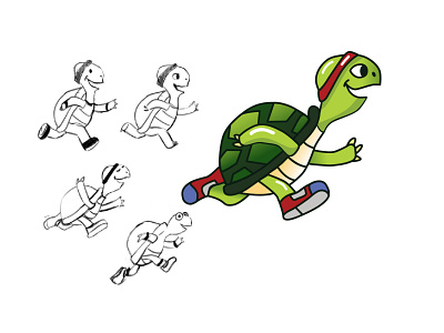 turrtle animals art design illustration logo runner turtle vector